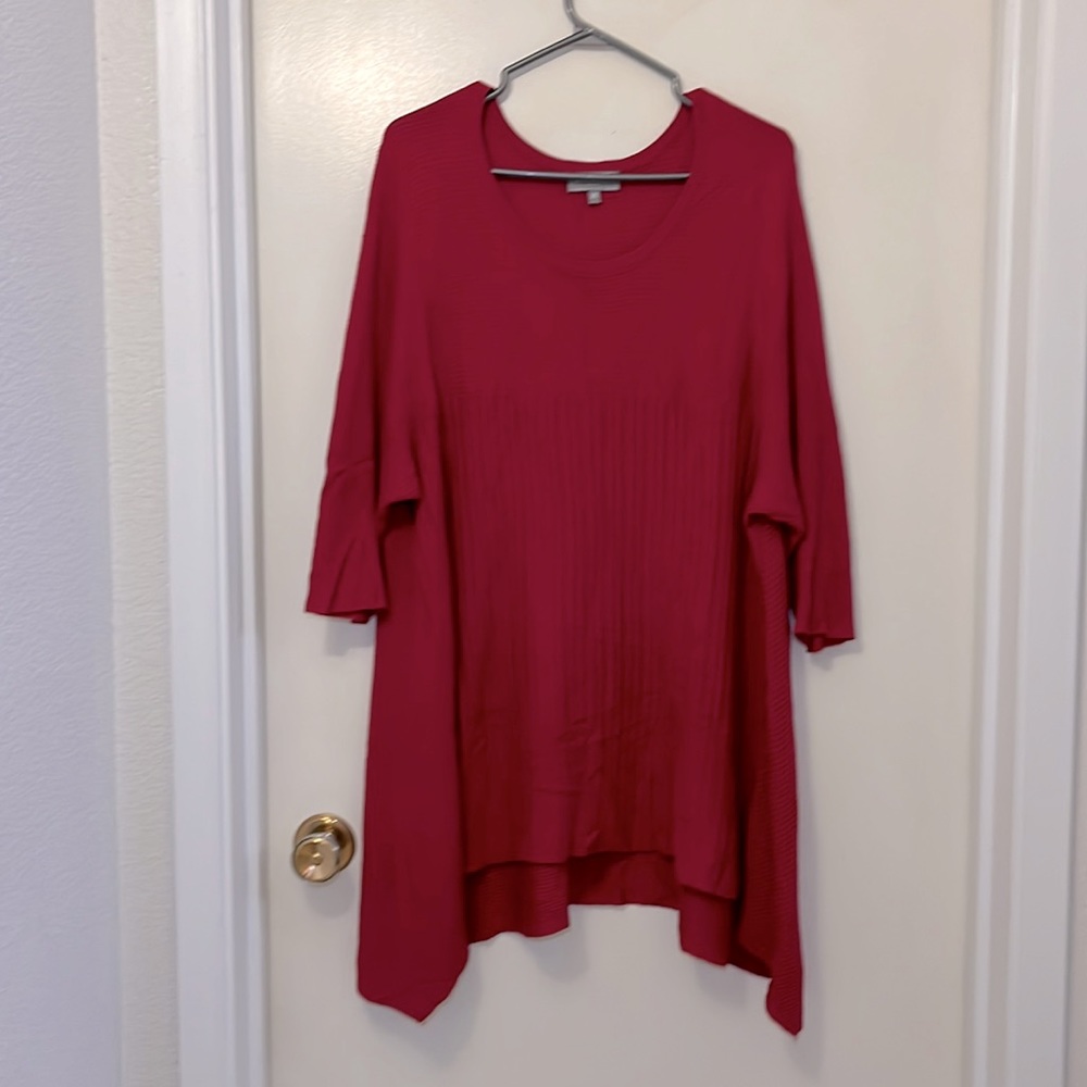 Laura ribbed knit tunic with handkerchief hem 2X